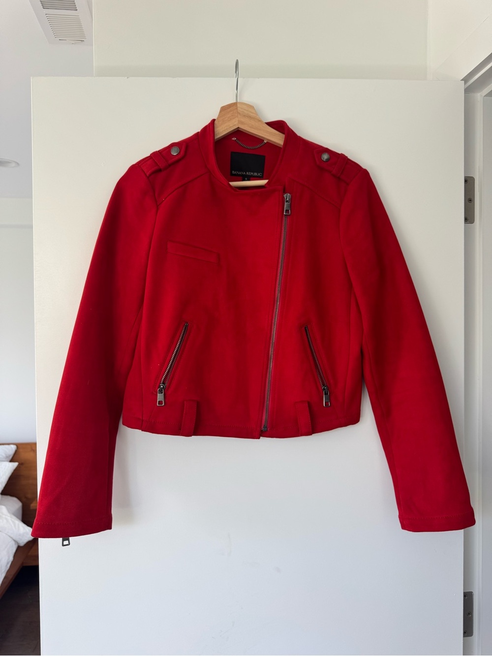 Banana Republic Red Asymmetrical Zip Jacket